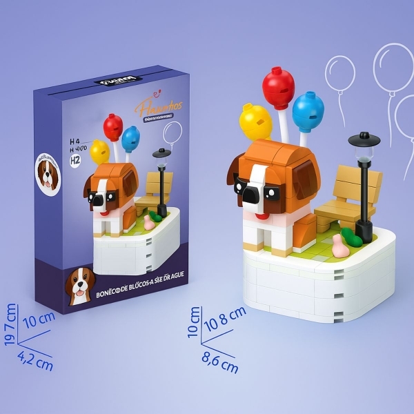 Brinquedo & Decoração de cachorro em blocos criativo - São Bernardo