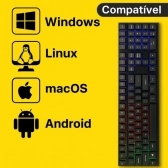 Kit Gamer Teclado Rgb Usb Mecânico Fone Mouse Led Gamer