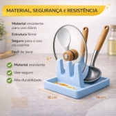 Suporte Descanso Tampa Panela Utensílios Organizador Cozinha - Azul