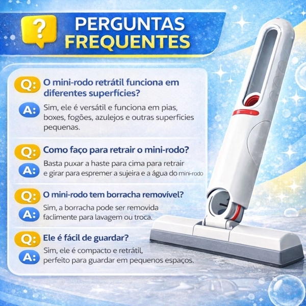 Mini Rodo Retrátil Multiuso para Pia Box e Bancada Cozinha