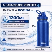 Garrafa Térmica Inox 1200ml Parede Dupla Isolamento a Vácuo Antivazamento com Alça 180° - Azul