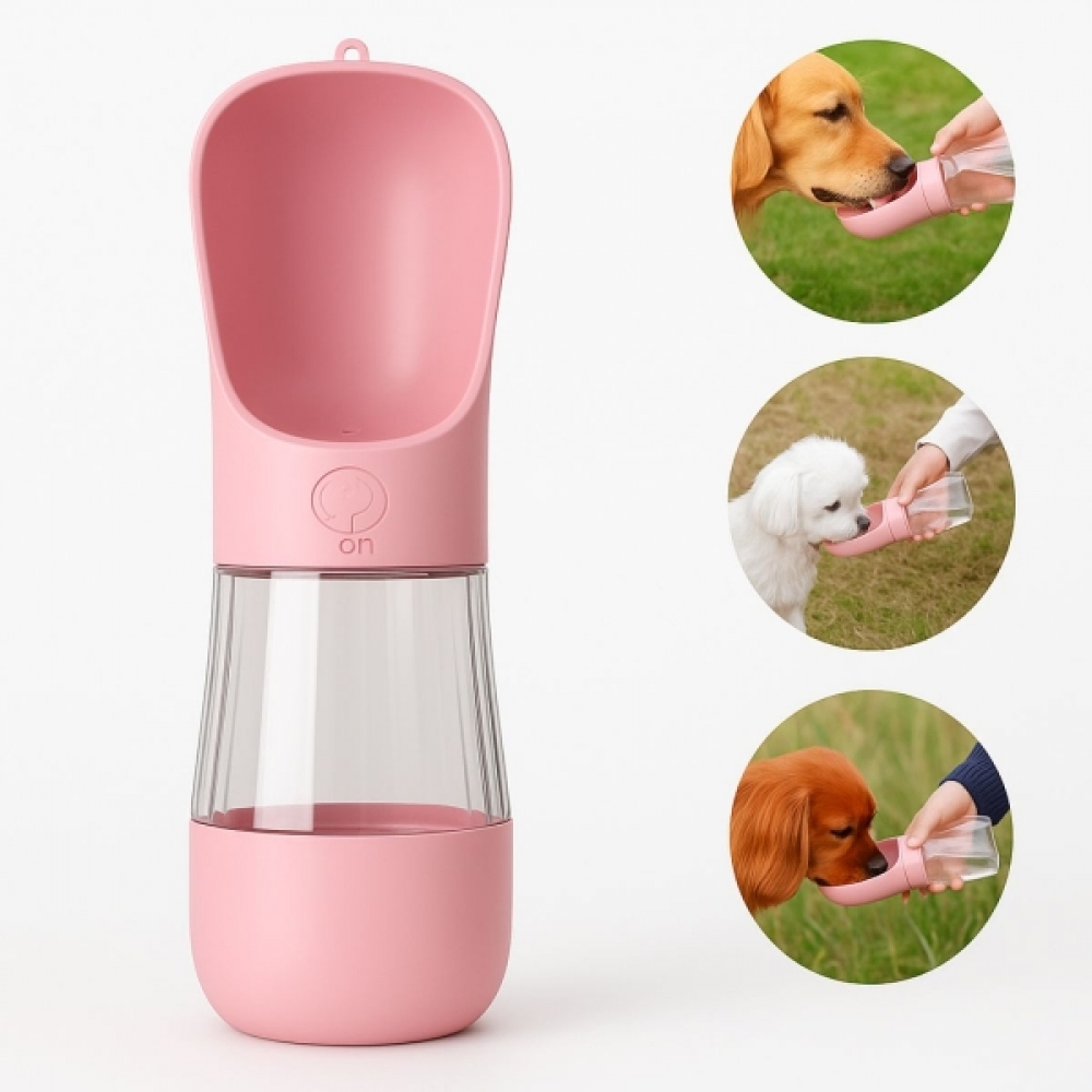 Garrafa Portátil Pet 2 em 1 Água e Ração 370ml Passeio - Rosa