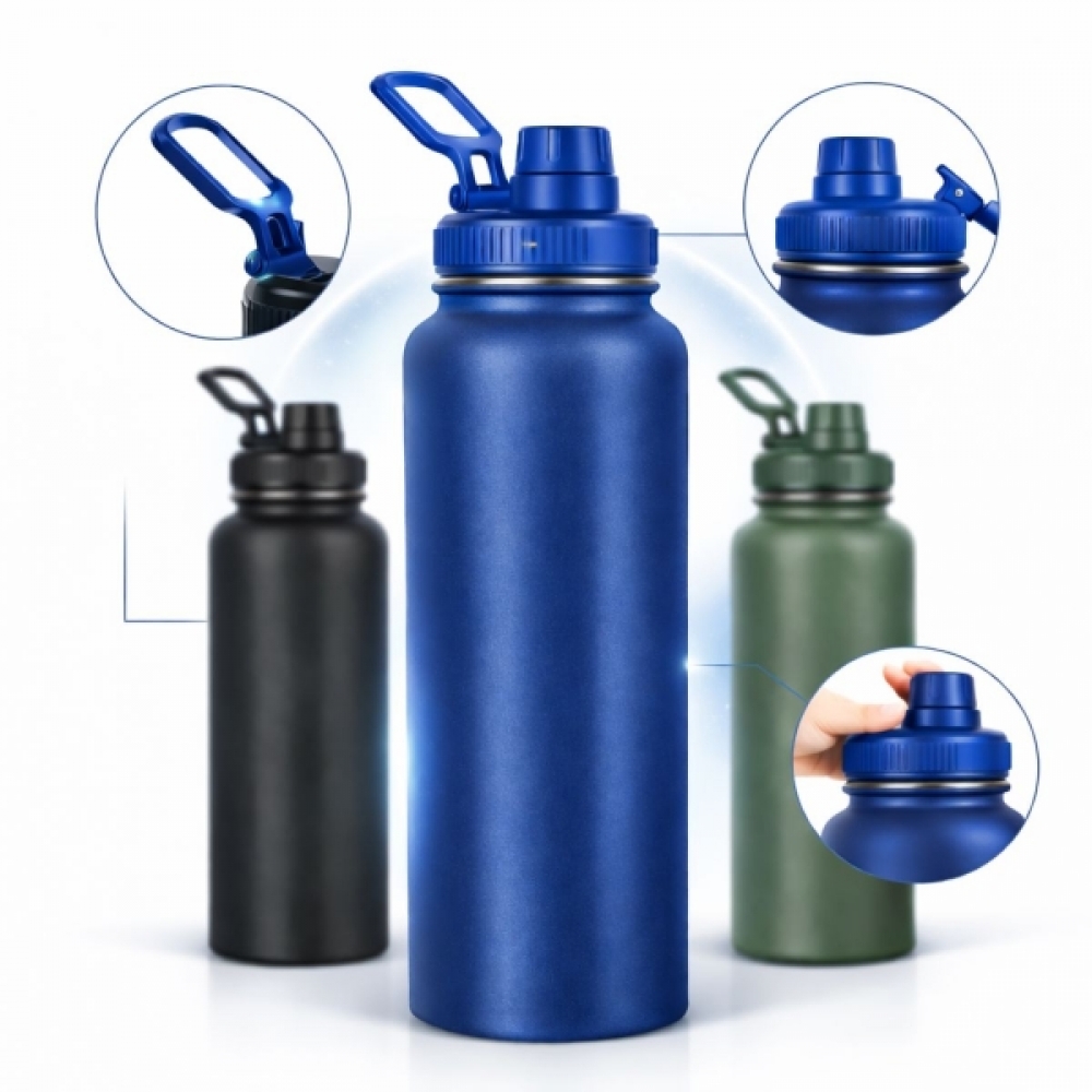 Garrafa Térmica Inox 1200ml Parede Dupla Isolamento a Vácuo Antivazamento com Alça 180° - Azul