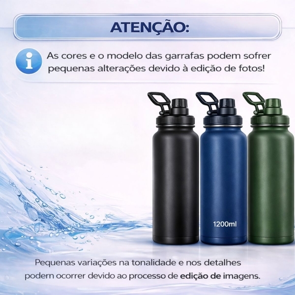 Garrafa Térmica Inox 1200ml Parede Dupla Isolamento a Vácuo Antivazamento com Alça 180° - Azul