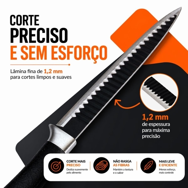 Kit Faca Serrilhada 24cm Inox Profissional Com Balanca Digital 10kg
