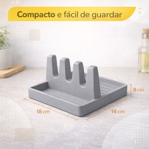 Suporte Descanso Tampa Panela Utensílios Organizador Cozinha - Cinza