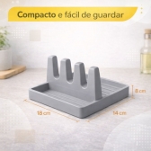 Suporte Descanso Tampa Panela Utensílios Organizador Cozinha - Cinza