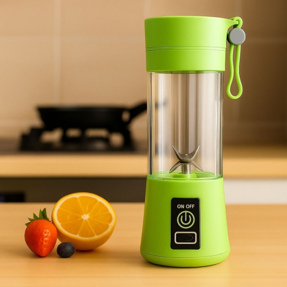 Mini Liquidificador Portátil Recarregável 380ML 6 Laminas - Verde