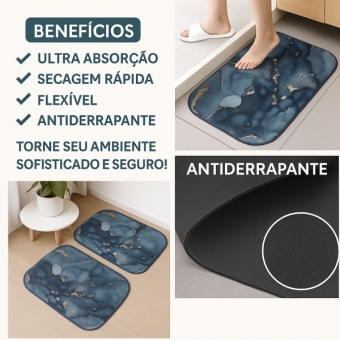 Kit 2 Tapetes Impermeável Antiderrapante Banheiro Cozinha