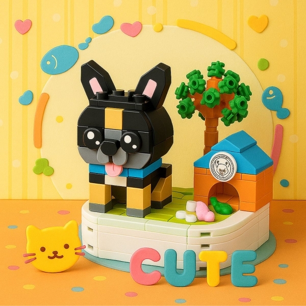 Brinquedo & Decoração de cachorro em blocos criativo - Bulldog