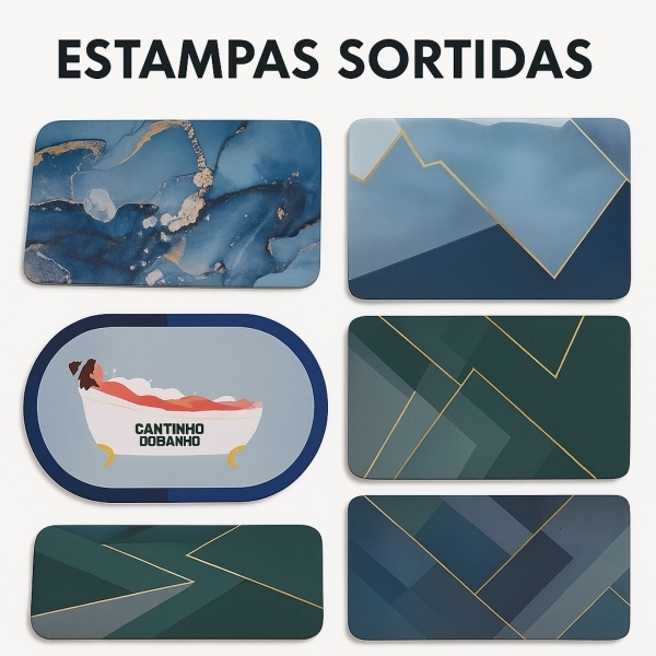 Kit 2 Tapetes Impermeável Antiderrapante Banheiro Cozinha - Redondo/Quadrado