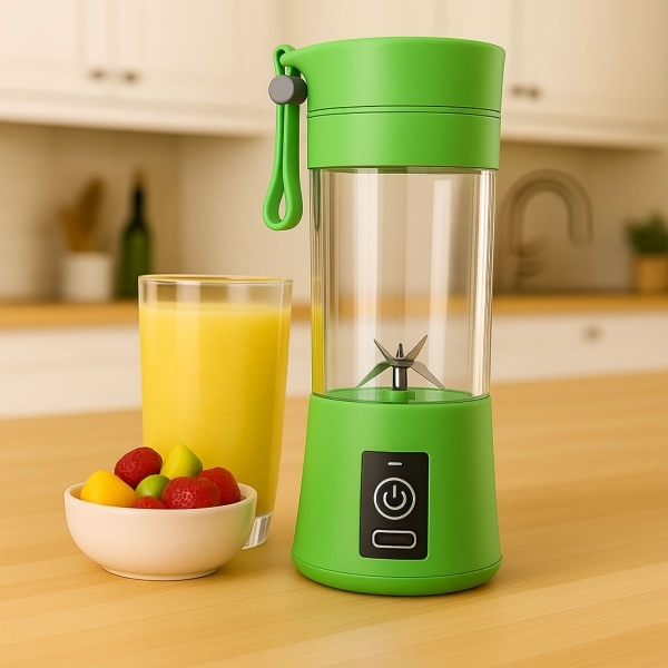 Mini Liquidificador Portátil Recarregável 380ML 6 Laminas - Verde