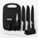 Kit Facas 7 Peças com Tábua Tesoura Descascador Suporte Inox