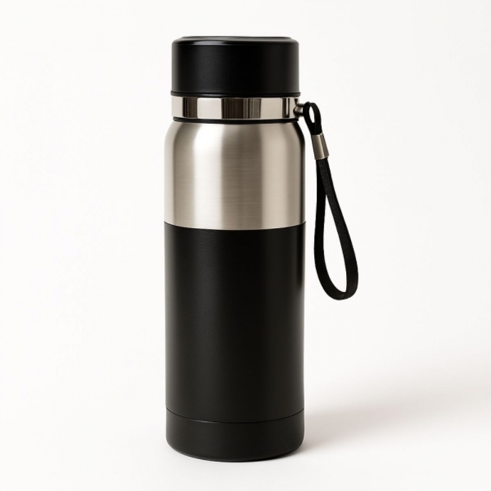 Garrafa Vacuum 800ml - Preto_Prata