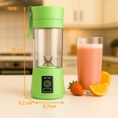 Mini Liquidificador Portátil Recarregável 380ML 6 Laminas - Verde