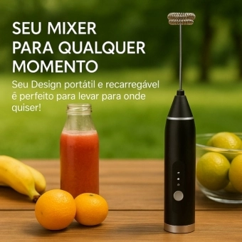 Mixer Elétrico Portátil Com 2 Batedores 3 Velocidades Usb