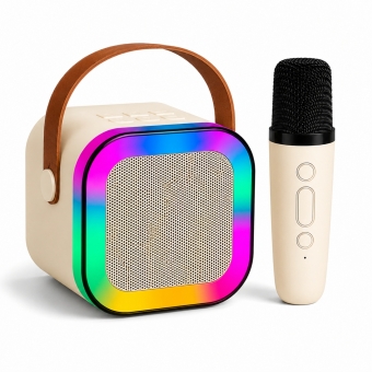 Caixa de Som Bluetooth 20W RGB com Microfone Sem Fio Karaokê Portátil USB TF AUX
