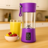 Mini Liquidificador Portátil Recarregável 380ML 6 Laminas - Roxo