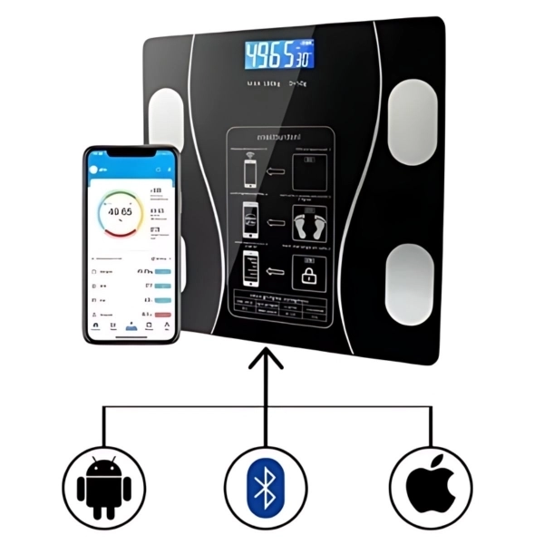 Balança Bioimpedância Imc Digital Aplicativo Bluetooth 180kg