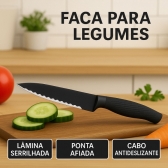 Kit Facas Cozinha 6 Peças Aço Inox Com Tesoura e Descascador