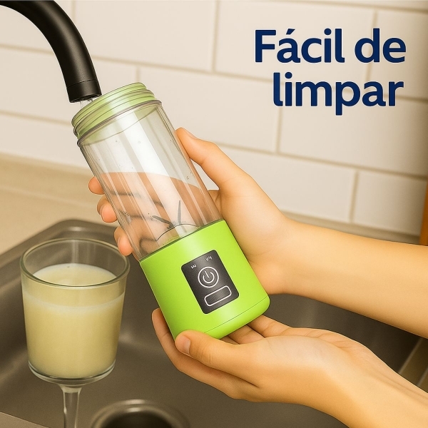 Mini Liquidificador Portátil Recarregável 380ML 6 Laminas - Verde