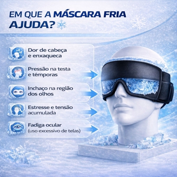 Máscara Gel Terapêutica Fria Quente Dor Cabeça e Olhos - Preto