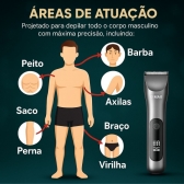 Kit Depilador Corporal Masculino Cerâmica 5W Aparador Nasal