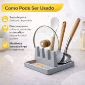 Suporte Descanso Tampa Panela Utensílios Organizador Cozinha - Cinza