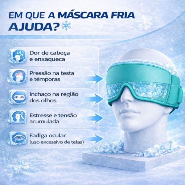 Máscara Gel Terapêutica Fria Quente Dor Cabeça e Olhos - Verde-água