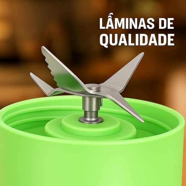 Mini Liquidificador Portátil Recarregável 380ML 6 Laminas - Verde