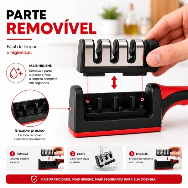 Kit Faca Serrilhada 24cm Inox Profissional Com Afiador 3 Estagios E Balanca Digital 10kg