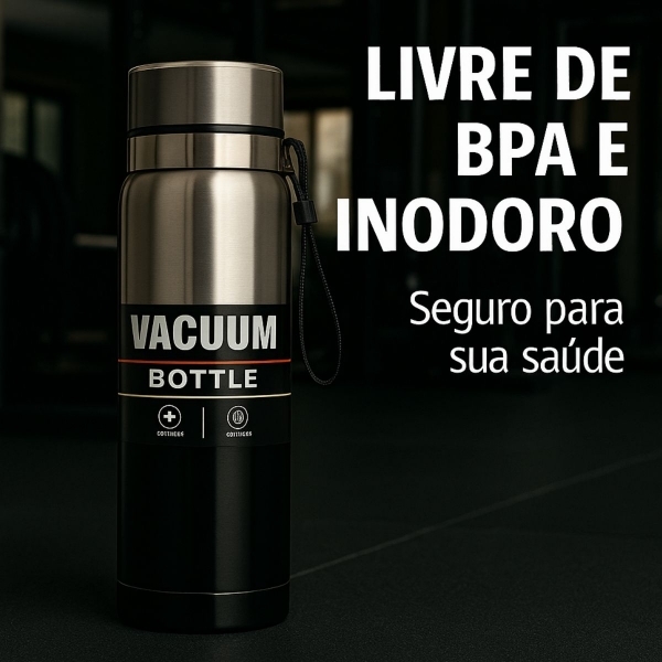 Garrafa Vacuum 800ml - Preto_Prata
