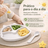 Prato Infantil Com Divisorias Flor Garfo E Colher BPA Free - Gato Branco