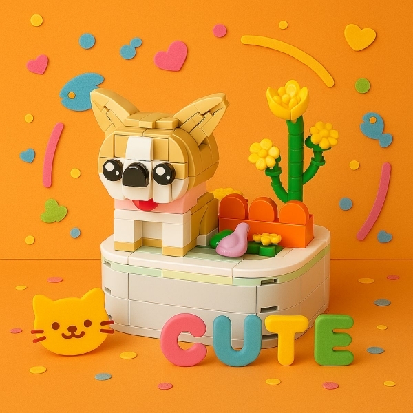 Brinquedo & Decoração de cachorro em blocos criativo - chihuahua