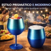 Copo Térmico 2 em 1 Aço Inox 400ml Taça Bebida Fria Quente - Azul Cromado