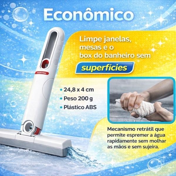Mini Rodo Retrátil Multiuso para Pia Box e Bancada Cozinha