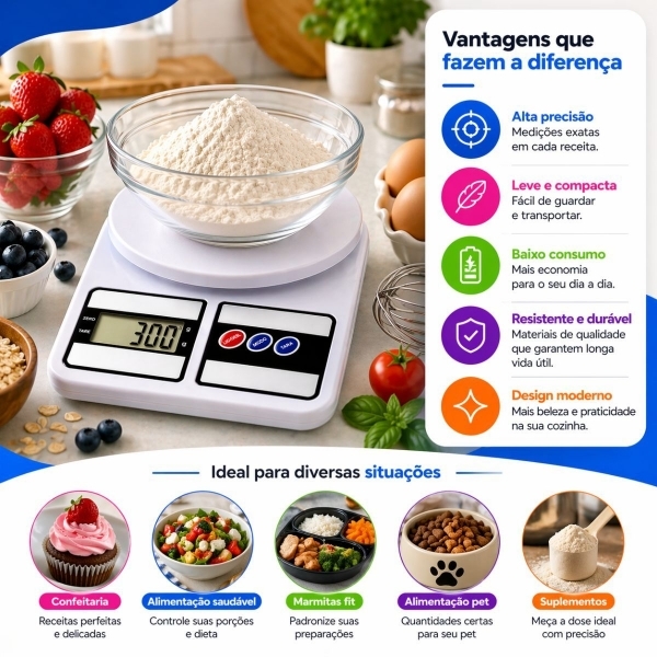 Kit Faca Serrilhada 24cm Inox Profissional Com Afiador 3 Estagios E Balanca Digital 10kg