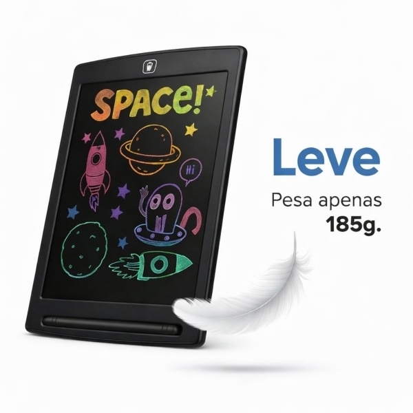 Lousa Mágica Infantil LCD 12 Para Desenhar e Escrever - Preto