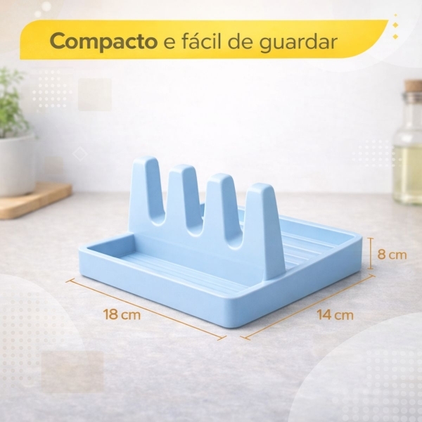 Suporte Descanso Tampa Panela Utensílios Organizador Cozinha - Azul