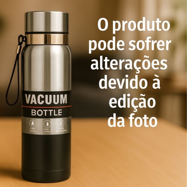 Garrafa Vacuum 800ml - Preto_Prata