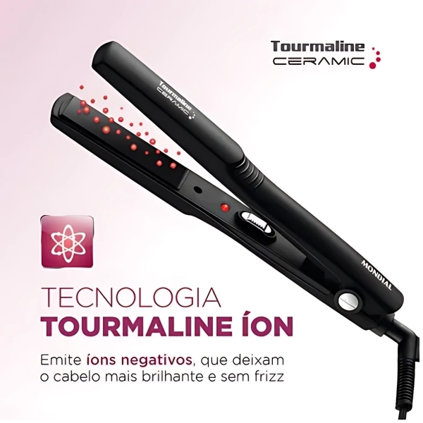 Prancha Alisadora Tourmaline Ceramic Mondial Preto 30w P-15