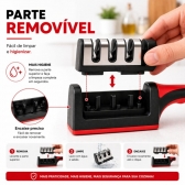 Kit Faca Serrilhada 24cm Inox Profissional Com Afiador 3 Estagios