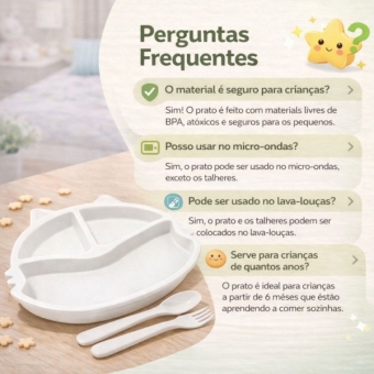 Prato Infantil Com Divisorias Flor Garfo E Colher BPA Free