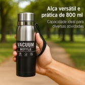 Garrafa Vacuum 800ml - Preto_Prata
