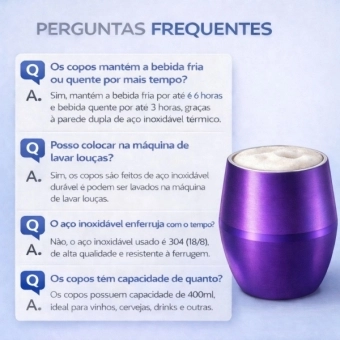 Copo Térmico 2 em 1 Aço Inox 400ml Taça Bebida Fria Quente