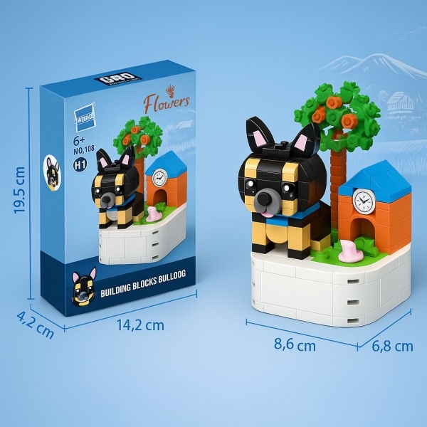 Brinquedo & Decoração de cachorro em blocos criativo - Bulldog