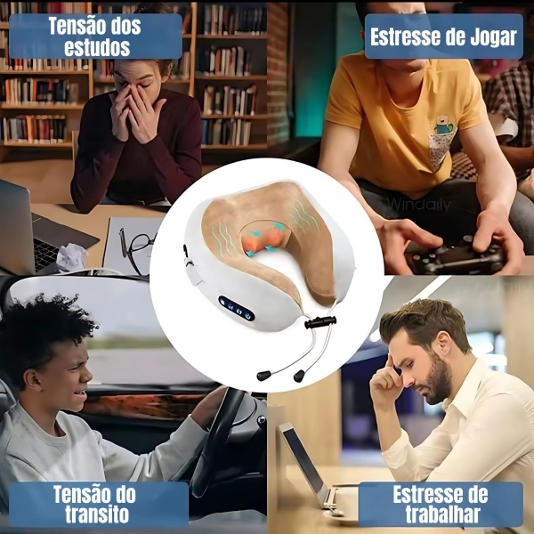 Almofada Massageador Para pescoço - Cinza