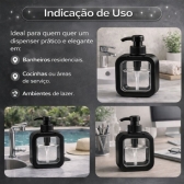 Dispenser Sabonete Líquido 300ml Quadrado Banheiro Cozinha - Preto