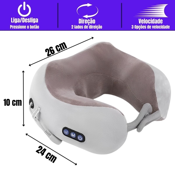 Almofada Massageador Para pescoço - Cinza