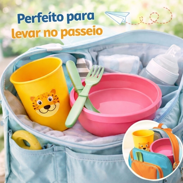 Kit Alimentação Infantil 4 Peças Bebê Livre BPA 0 a 24 Meses - Prato Verde